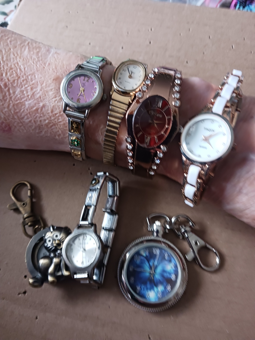 Vintage Assorted Women's Bracelet Watches - Pink, Gold, White & Red Accents